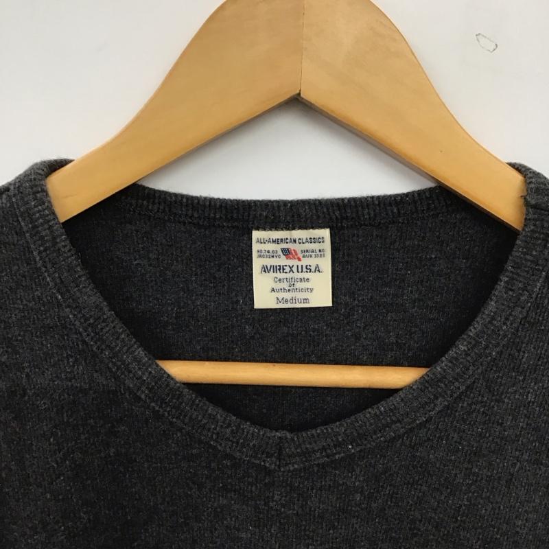 アヴィレックス AVIREX U.S.A. Tシャツ 半袖 半袖カットソー プリントTシャツ クルーネックカットソー M 無地 灰 / グレー / gray メンズ USED 古着 中古 10155351