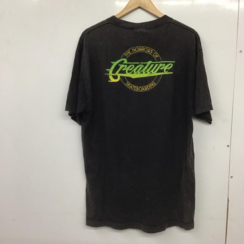 クリーチャー CREATURE Tシャツ 半袖 半袖カットソー プリントTシャツ クルーネックカットソー L ロゴ、文字 ダークグレー / ダークグレー / メンズ USED 古着 中古 10155360