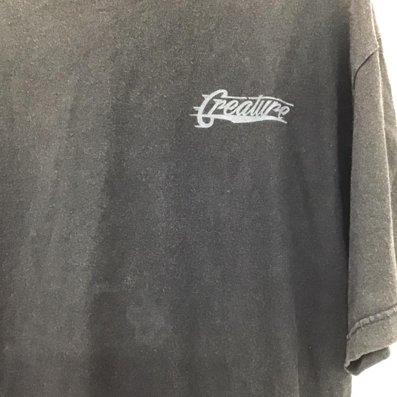 クリーチャー CREATURE Tシャツ 半袖 半袖カットソー プリントTシャツ クルーネックカットソー L ロゴ、文字 ダークグレー / ダークグレー / メンズ USED 古着 中古 10155360