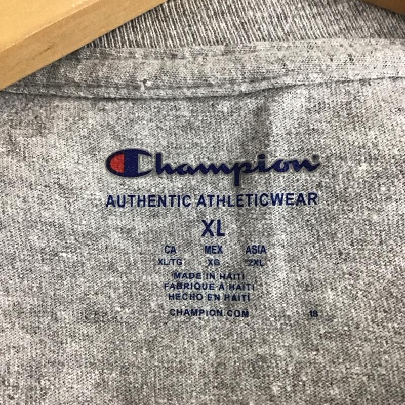 チャンピオン Champion Tシャツ 半袖 半袖カットソー プリントTシャツ クルーネックカットソー XL 無地 灰 / グレー / gray メンズ USED 古着 中古 10155366