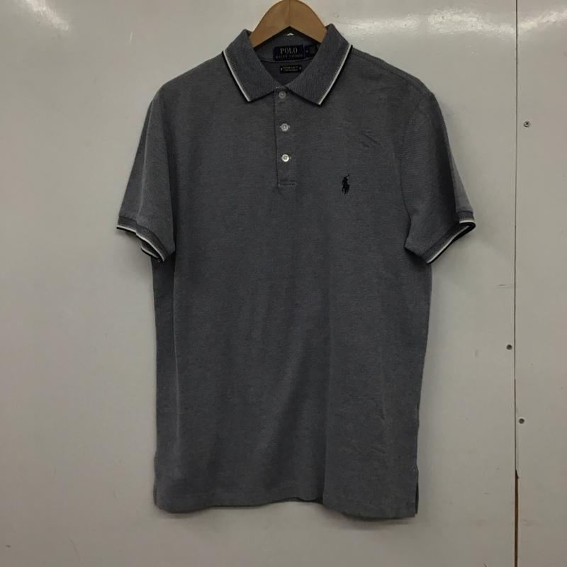 ポロラルフローレン POLO RALPH LAUREN ポロシャツ 半袖 半袖ポロシャツ カラーシャツ 半袖カットソー M ロゴ、文字 白 / ホワイト / white X 灰 / グレー / gray X 紺 / ネイビー / navy メンズ USED 古着 中古 10155381