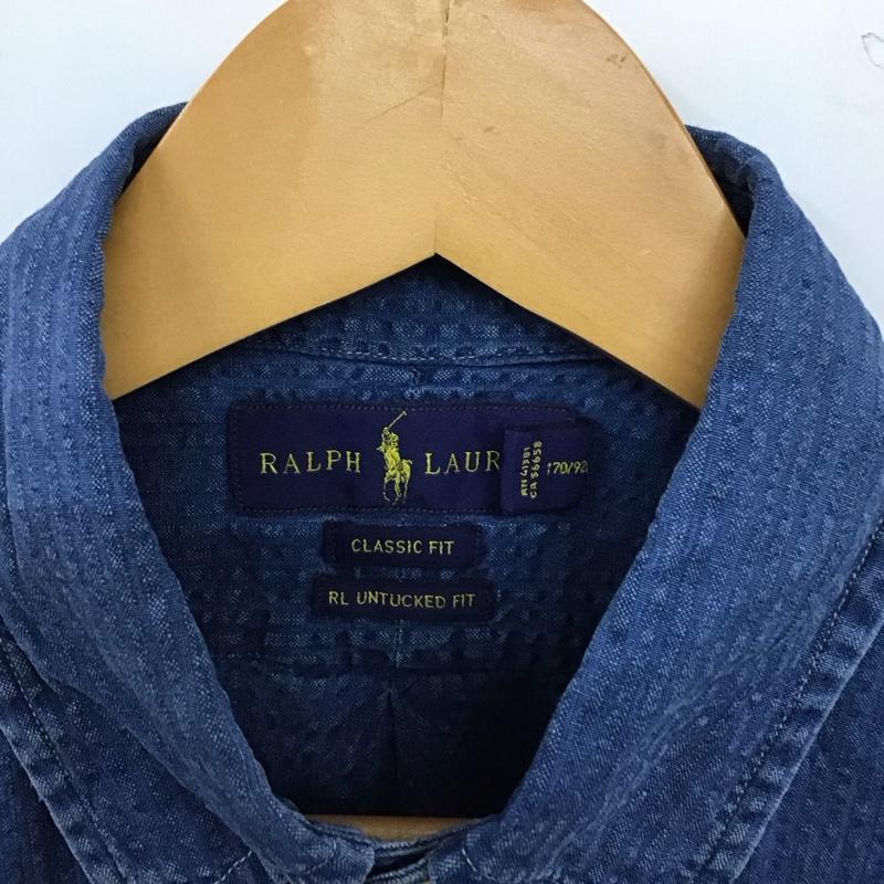 ラルフローレン RALPHLAUREN シャツ、ブラウス 半袖 半袖シャツ 無地シャツ ボタンダウンシャツ S ロゴ、文字 インディゴ / インディゴ / Indigo メンズ USED 古着 中古 10155382