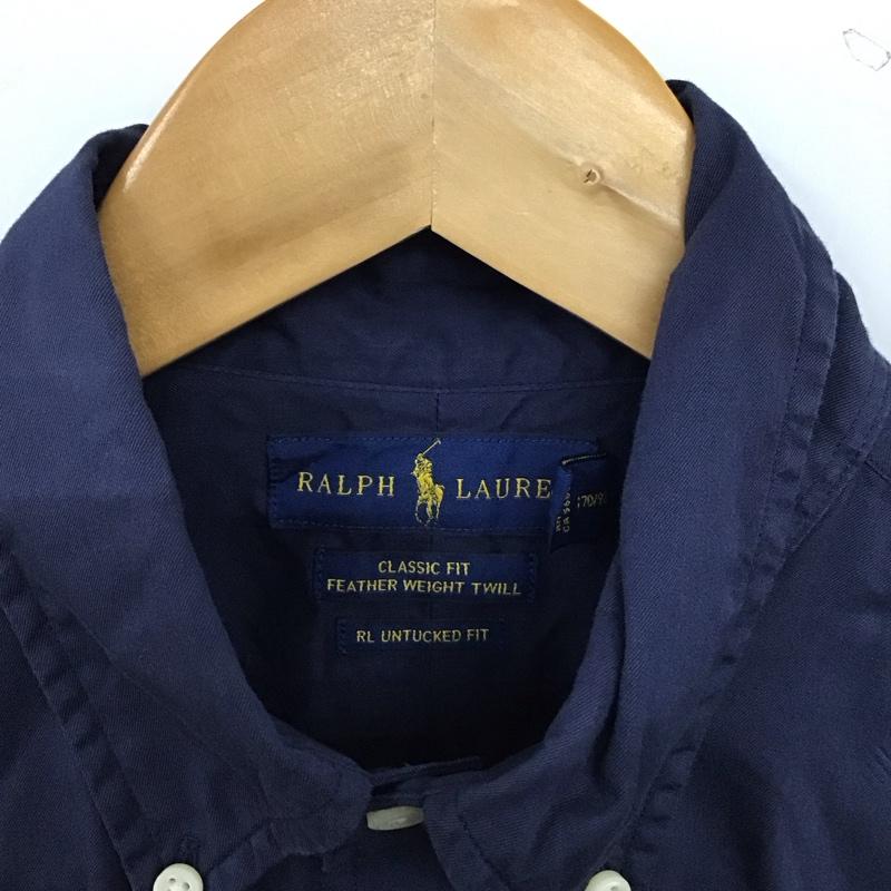 ラルフローレン RALPHLAUREN シャツ、ブラウス 半袖 半袖シャツ 無地シャツ S ロゴ、文字 紺 / ネイビー / navy メンズ USED 古着 中古 10155385