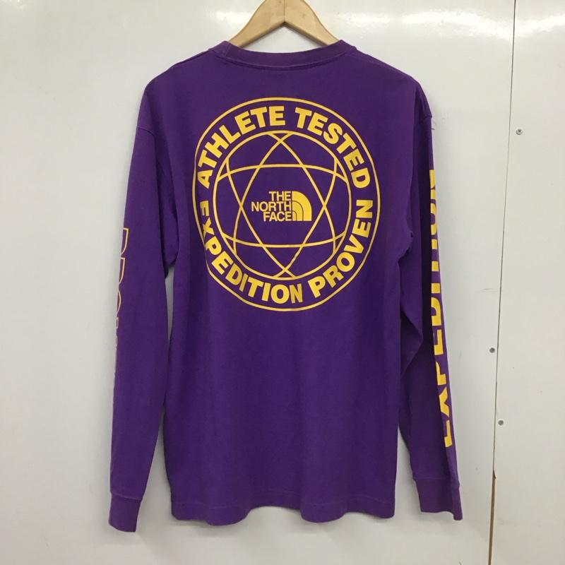 ザノースフェイス THE NORTH FACE カットソー 長袖 nt82034 長袖Tシャツ プリントTシャツ クルーネック M ロゴ、文字 紫 / パープル / purple メンズ USED 古着 中古 10155386