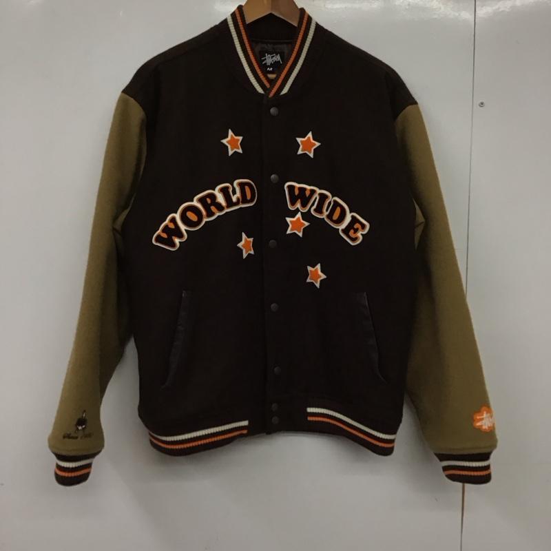 ステューシー STUSSY ジャケット、上着 ジャンパー、ブルゾン スタジャン アウター 前ボタン M ロゴ、文字 茶 / ブラウン / brown メンズ USED 古着 中古 10155387