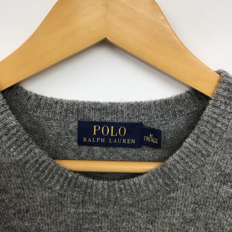 ポロラルフローレン POLO RALPH LAUREN ニット、セーター 長袖 長袖ニットカットソー クルーネック セーター M ロゴ、文字 灰 / グレー / gray メンズ USED 古着 中古 10155396