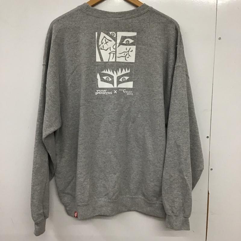 パンクドランカーズ PUNK DRUNKERS トレーナー 長袖 長袖トレーナー スウェット クルーネック プルオーバー XL プリント 灰 / グレー / gray メンズ USED 古着 中古 10155398