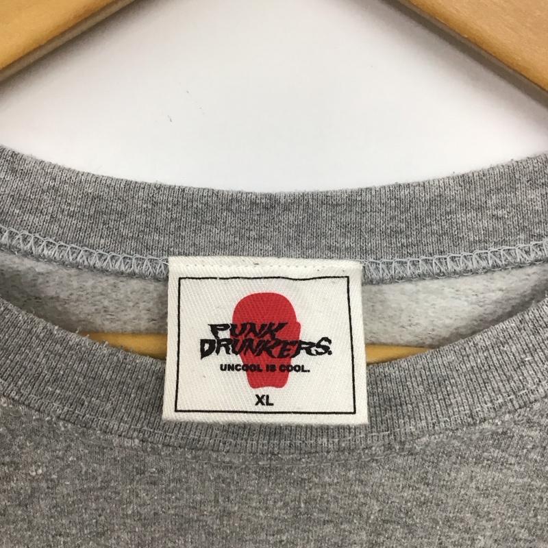 パンクドランカーズ PUNK DRUNKERS トレーナー 長袖 長袖トレーナー スウェット クルーネック プルオーバー XL プリント 灰 / グレー / gray メンズ USED 古着 中古 10155398