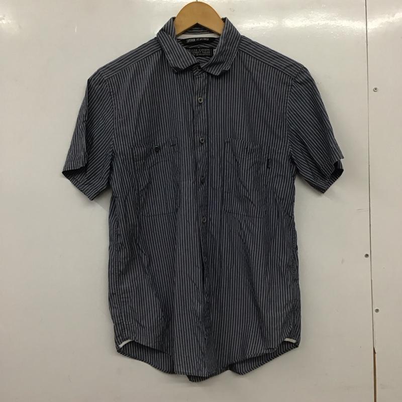 デラックス DELUXE シャツ、ブラウス 半袖 半袖シャツ ストライプシャツ M ストライプ 紺 / ネイビー / navy メンズ USED 古着 中古 10155403