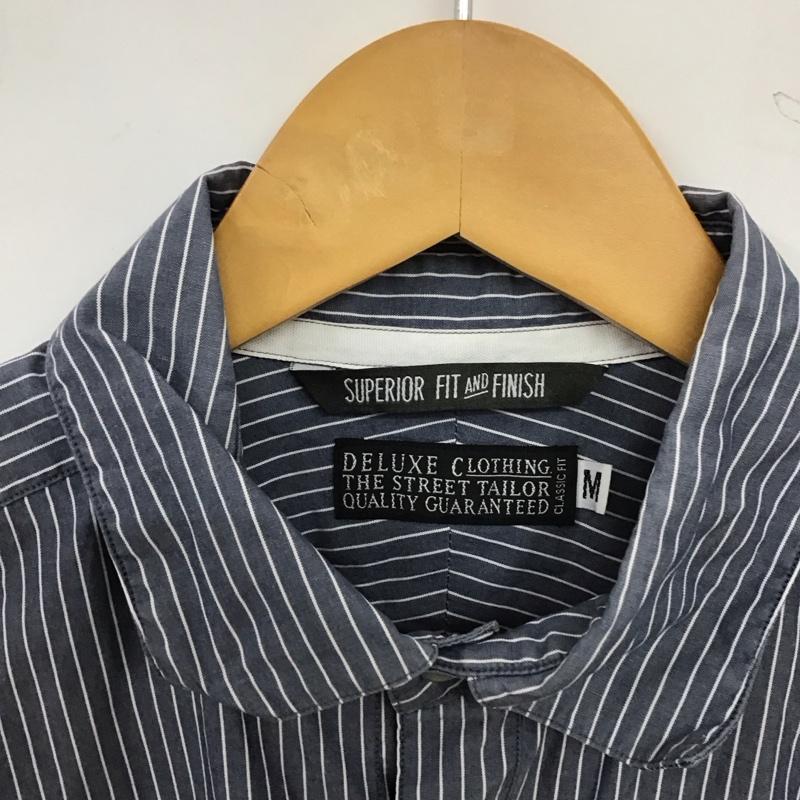 デラックス DELUXE シャツ、ブラウス 半袖 半袖シャツ ストライプシャツ M ストライプ 紺 / ネイビー / navy メンズ USED 古着 中古 10155403