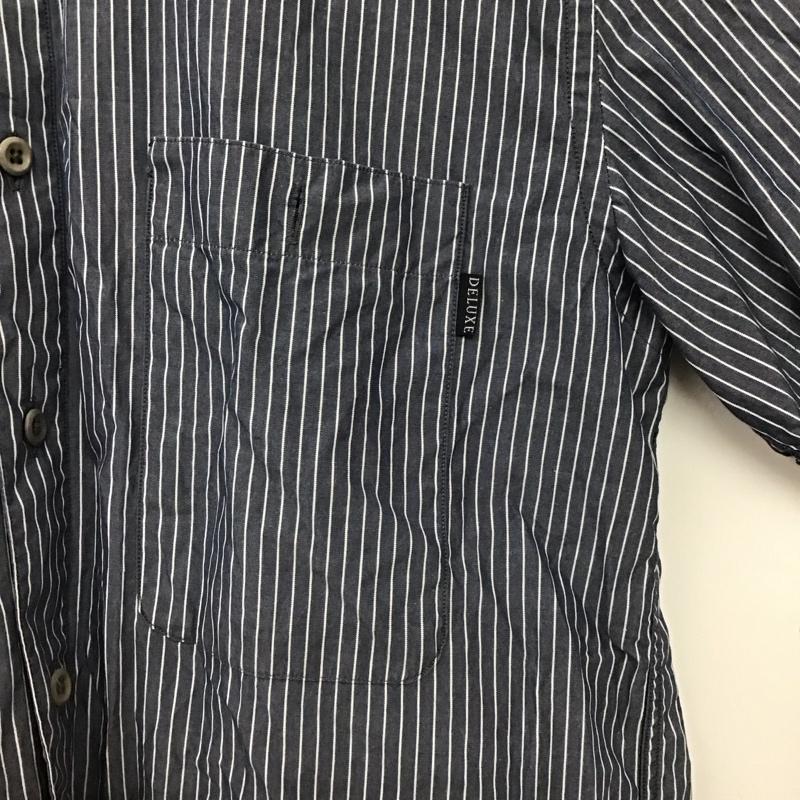 デラックス DELUXE シャツ、ブラウス 半袖 半袖シャツ ストライプシャツ M ストライプ 紺 / ネイビー / navy メンズ USED 古着 中古 10155403