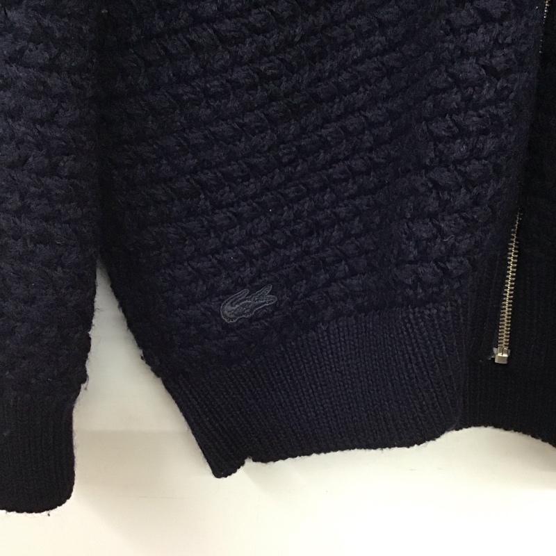 ラコステ LACOSTE カーディガン 長袖 ジップアップニットカーディガン ニットジャケット アウター 5 無地 紺 / ネイビー / navy メンズ USED 古着 中古 10155404