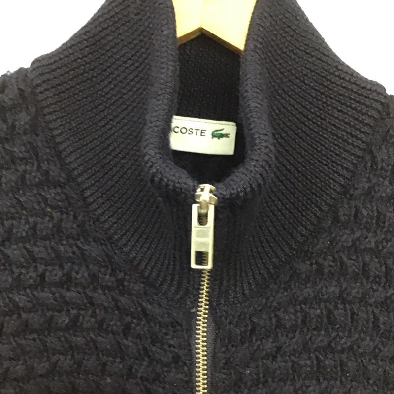 ラコステ LACOSTE カーディガン 長袖 ジップアップニットカーディガン ニットジャケット アウター 5 無地 紺 / ネイビー / navy メンズ USED 古着 中古 10155404