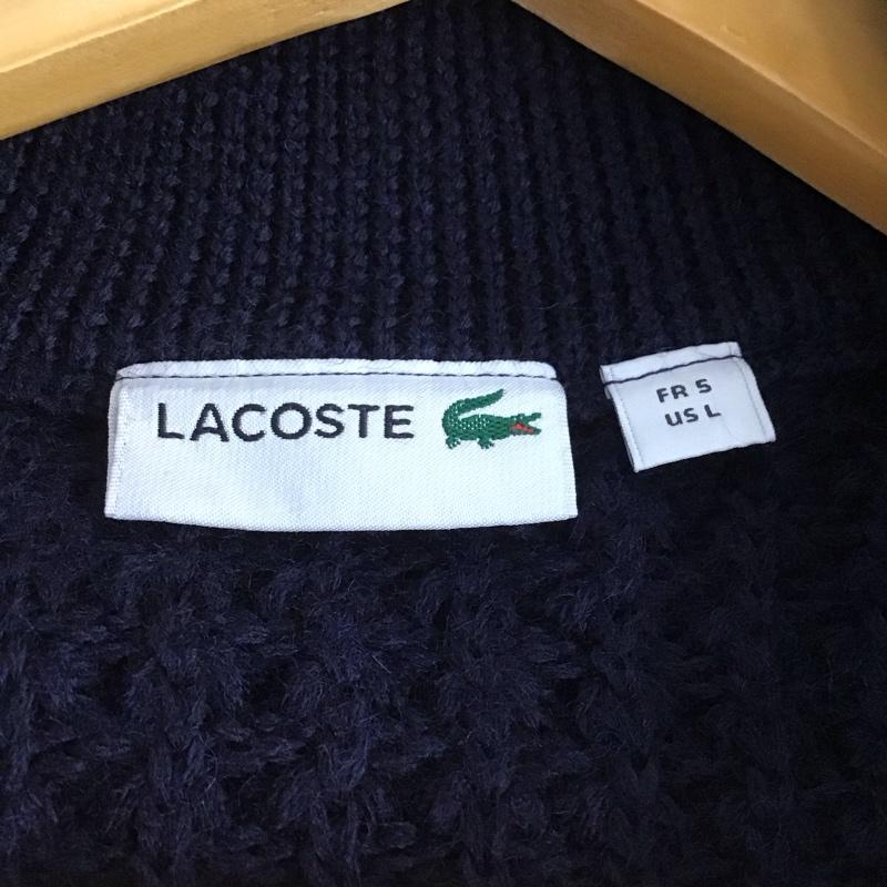 ラコステ LACOSTE カーディガン 長袖 ジップアップニットカーディガン ニットジャケット アウター 5 無地 紺 / ネイビー / navy メンズ USED 古着 中古 10155404