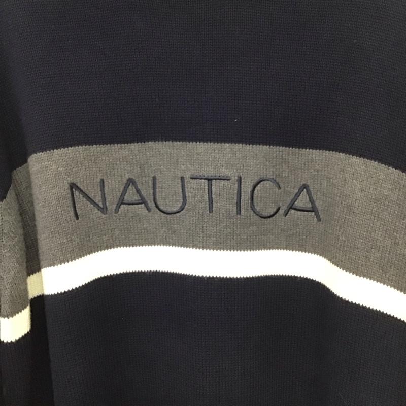 ノーティカ NAUTICA ニット、セーター 長袖 長袖ニットカットソー クルーネック セーター L ロゴ、文字 紺 / ネイビー / navy メンズ USED 古着 中古 10155412