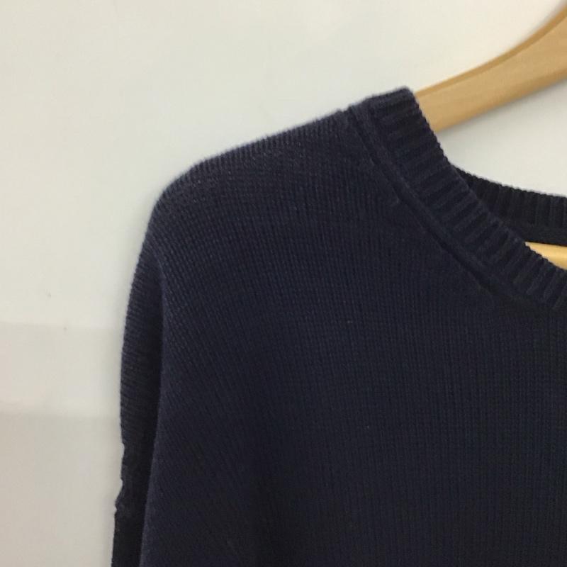 ノーティカ NAUTICA ニット、セーター 長袖 長袖ニットカットソー クルーネック セーター L ロゴ、文字 紺 / ネイビー / navy メンズ USED 古着 中古 10155412