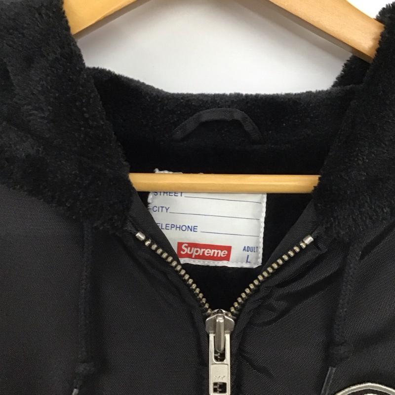 シュプリーム Supreme ジャケット、上着 ジャンパー、ブルゾン ジップアップナイロンジャケットパーカー アウター L ロゴ、文字 黒 / ブラック / black メンズ USED 古着 中古 10155429