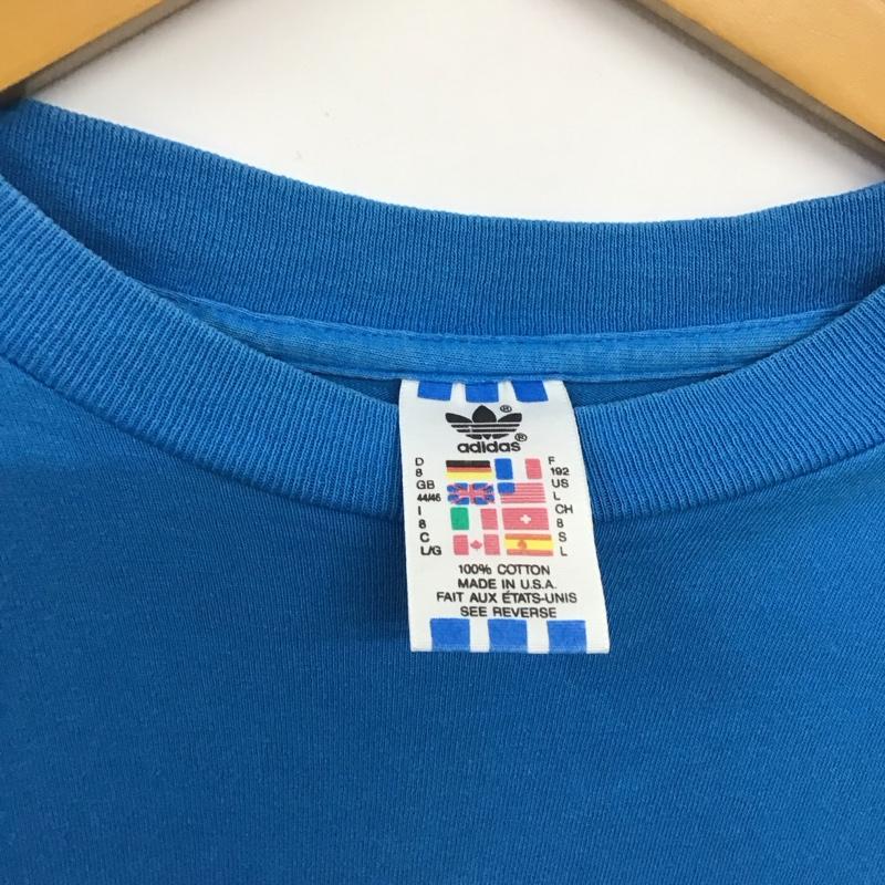 アディダス adidas Tシャツ 半袖 半袖カットソー プリントTシャツ クルーネックカットソー L ロゴ、文字 青 / ブルー / blue メンズ USED 古着 中古 10155430