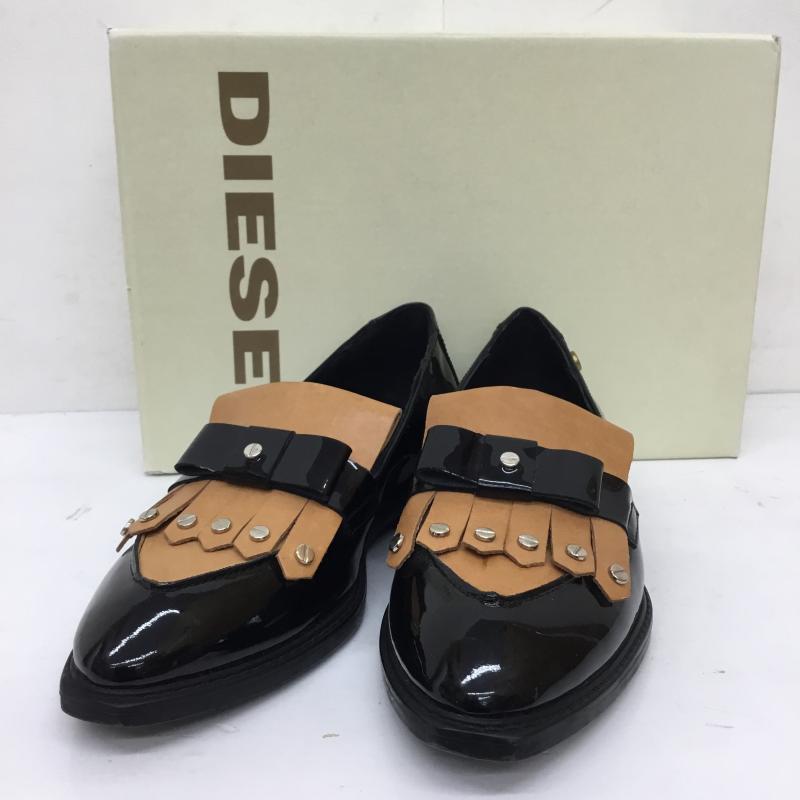ディーゼル DIESEL ローファー ローファー DIESEL タッセル リボン エナメル レザー ローファー 23.0cm 無地 黒 / ブラック / black レディース USED 古着 中古 10155435