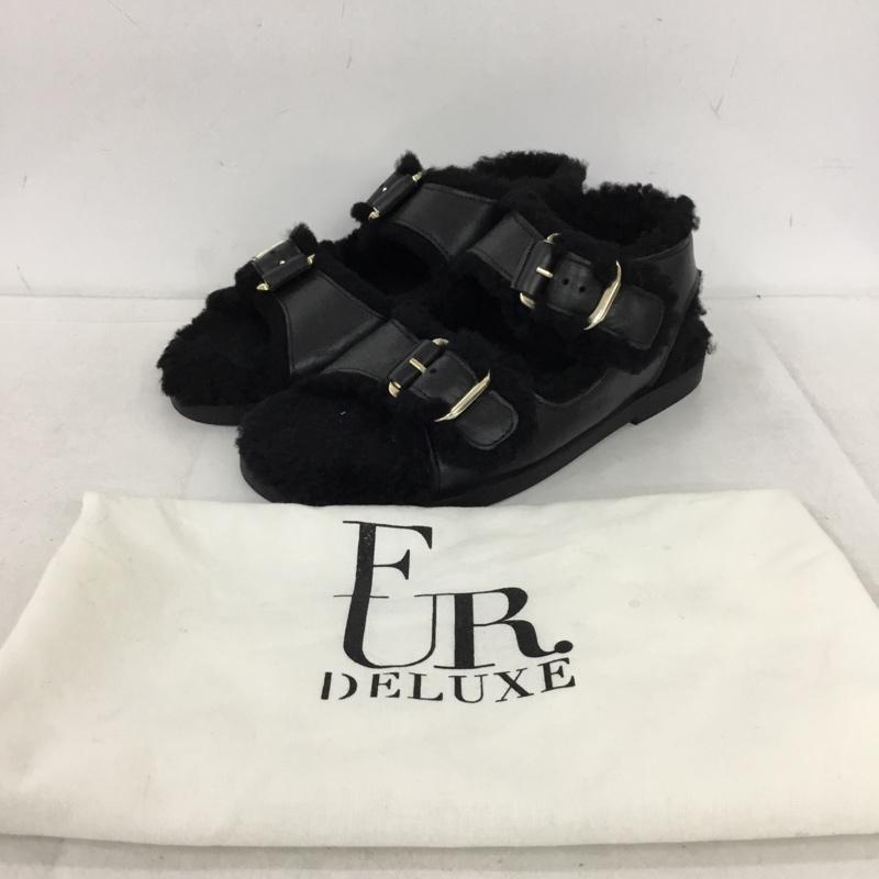 古着 USED サンダル サンダル FUR DELUXE 36 ファーサンダル 無地 黒 / ブラック / black レディース USED 古着 中古 10155448