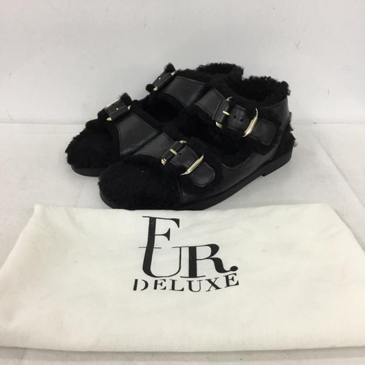 古着 USED サンダル サンダル FUR DELUXE 36 ファーサンダル 無地 黒 / ブラック / black レディース USED 古着 中古 10155448