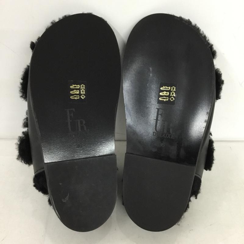 古着 USED サンダル サンダル FUR DELUXE 36 ファーサンダル 無地 黒 / ブラック / black レディース USED 古着 中古 10155448