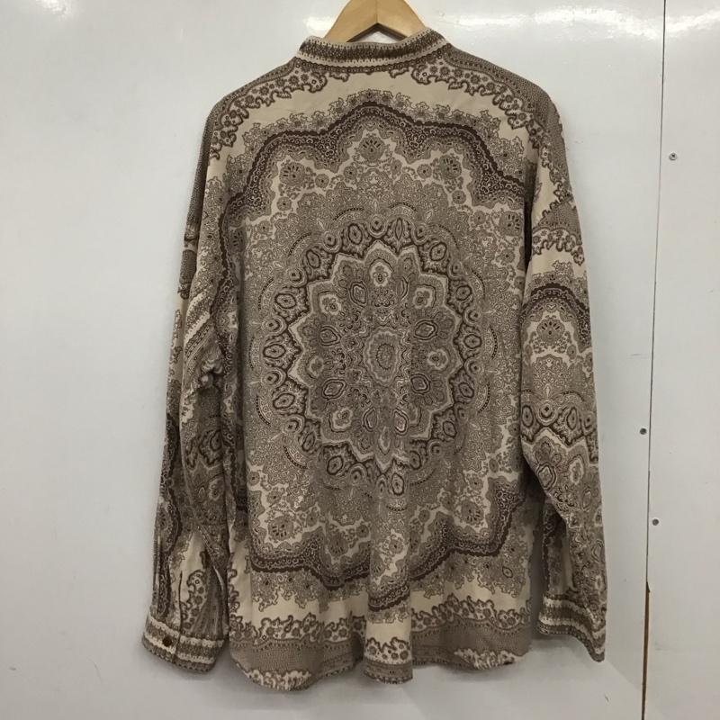 テンダーロイン TENDERLOIN シャツ、ブラウス 長袖 コットン バンドカラー XL 総柄 茶 / ブラウン / brown メンズ USED 古着 中古 10155471