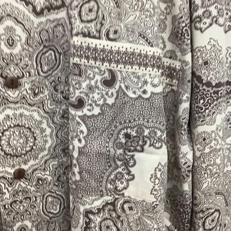 テンダーロイン TENDERLOIN シャツ、ブラウス 長袖 コットン バンドカラー XL 総柄 茶 / ブラウン / brown メンズ USED 古着 中古 10155471