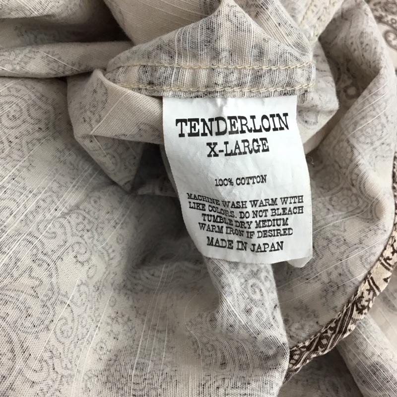 テンダーロイン TENDERLOIN シャツ、ブラウス 長袖 コットン バンドカラー XL 総柄 茶 / ブラウン / brown メンズ USED 古着 中古 10155471