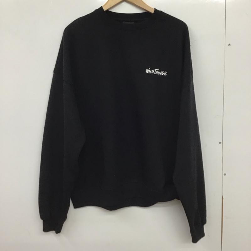 ワイルドシングス WILD THINGS トレーナー 長袖 長袖トレーナー スウェット クルーネック プルオーバー M ロゴ、文字 黒 / ブラック / black メンズ USED 古着 中古 10155498