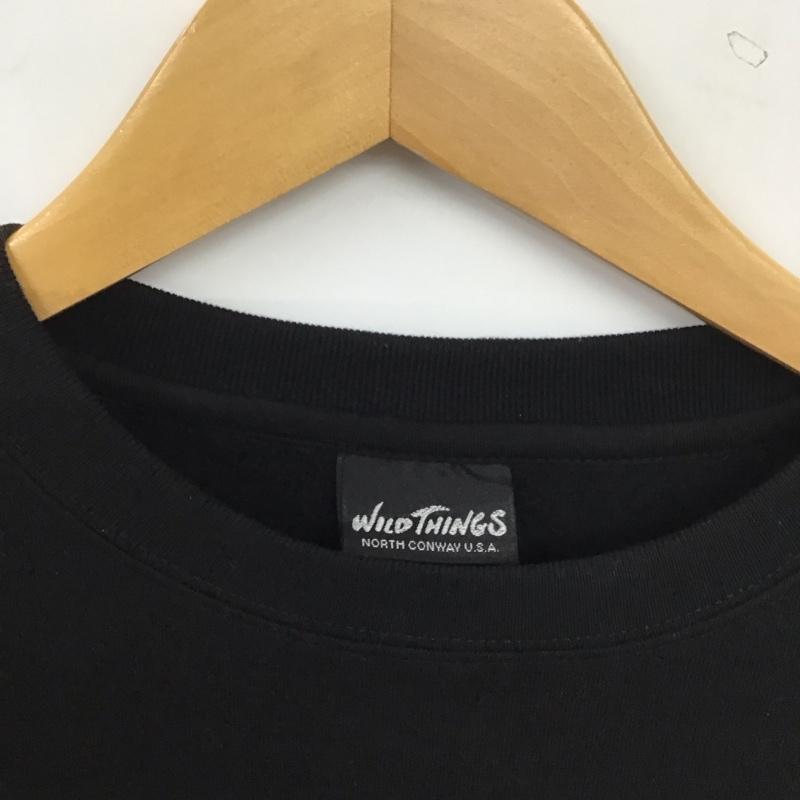ワイルドシングス WILD THINGS トレーナー 長袖 長袖トレーナー スウェット クルーネック プルオーバー M ロゴ、文字 黒 / ブラック / black メンズ USED 古着 中古 10155498