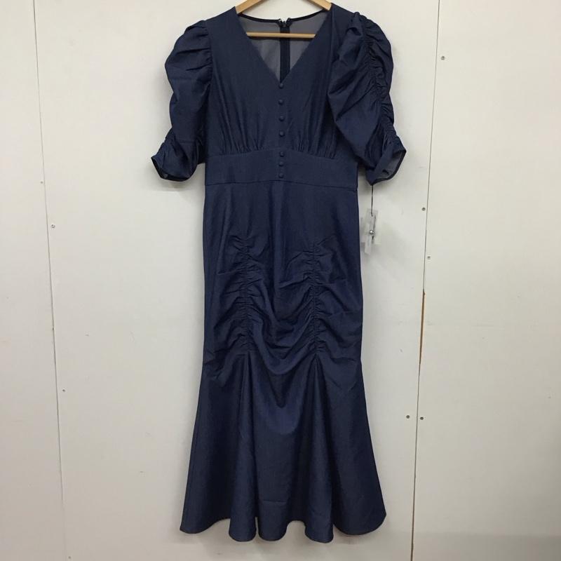 スライ SLY ワンピース ロングスカート 030GAR33-5550 GATHER SLEEVE OP Vネック パフスリーブ タグ付き 2 無地 青 / ブルー / blue レディース USED 古着 中古 10155502