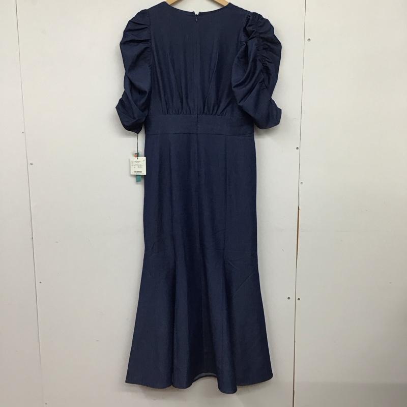 スライ SLY ワンピース ロングスカート 030GAR33-5550 GATHER SLEEVE OP Vネック パフスリーブ タグ付き 2 無地 青 / ブルー / blue レディース USED 古着 中古 10155502