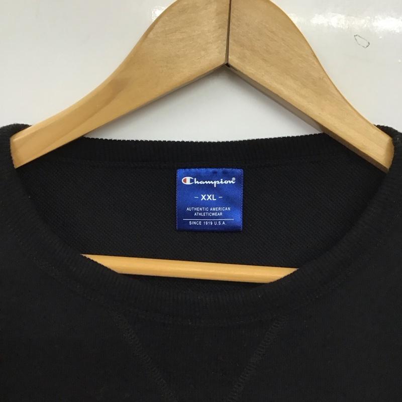 チャンピオン Champion トレーナー 長袖 c3-ls050 長袖トレーナー スウェット XXL ロゴ、文字 黒 / ブラック / black メンズ USED 古着 中古 10155504