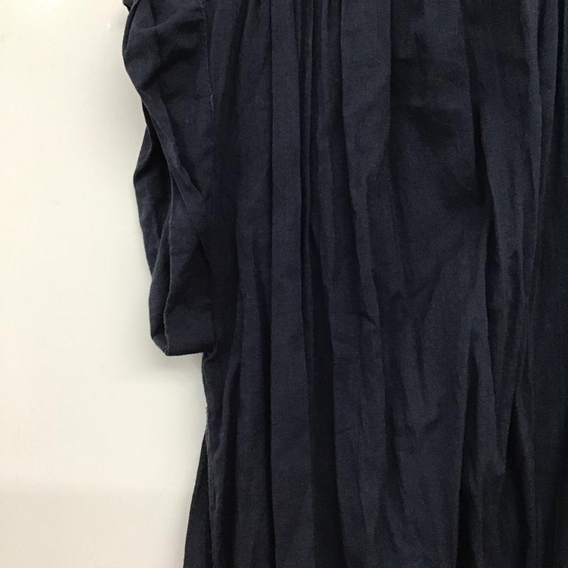 サマンサモスモスブルー Samansa Mos2 blue シャツワンピース 半袖 1104500 バンドカラー ロング丈 フレンチスリーブ コットン FREE 無地 紺 / ネイビー / navy レディース USED 古着 中古 10155521