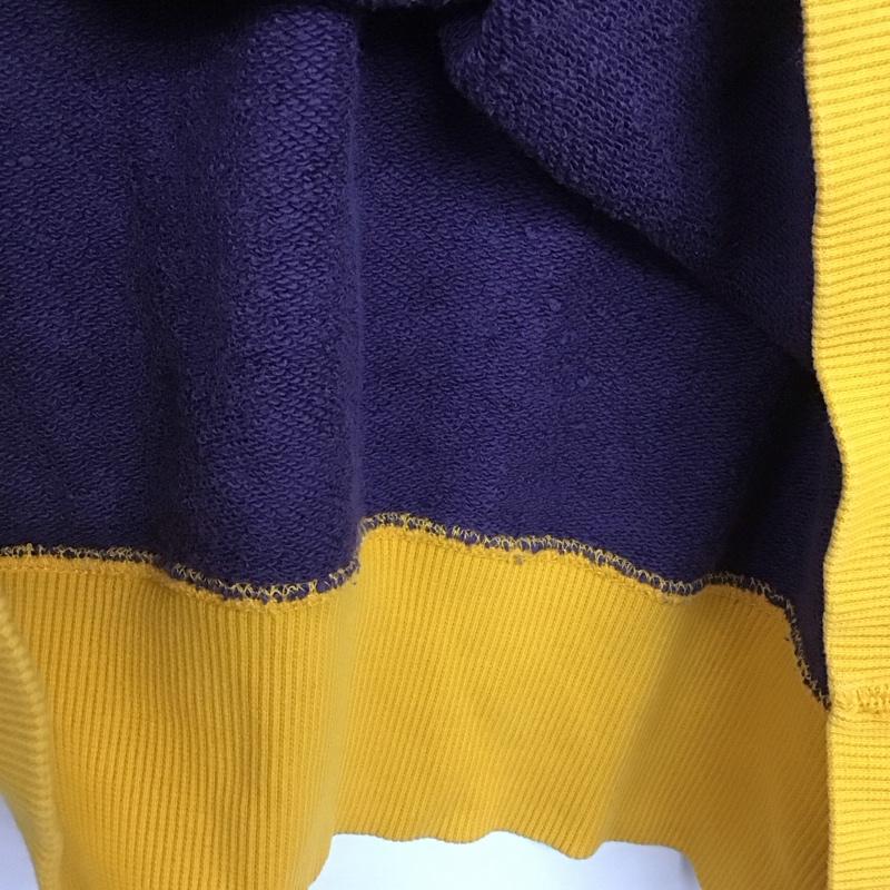 チャンピオン Champion トレーナー 長袖 長袖トレーナー スウェット クルーネック プルオーバー 0 ロゴ、文字 黄 / イエロー / yellow X 紫 / パープル / purple メンズ USED 古着 中古 10155537