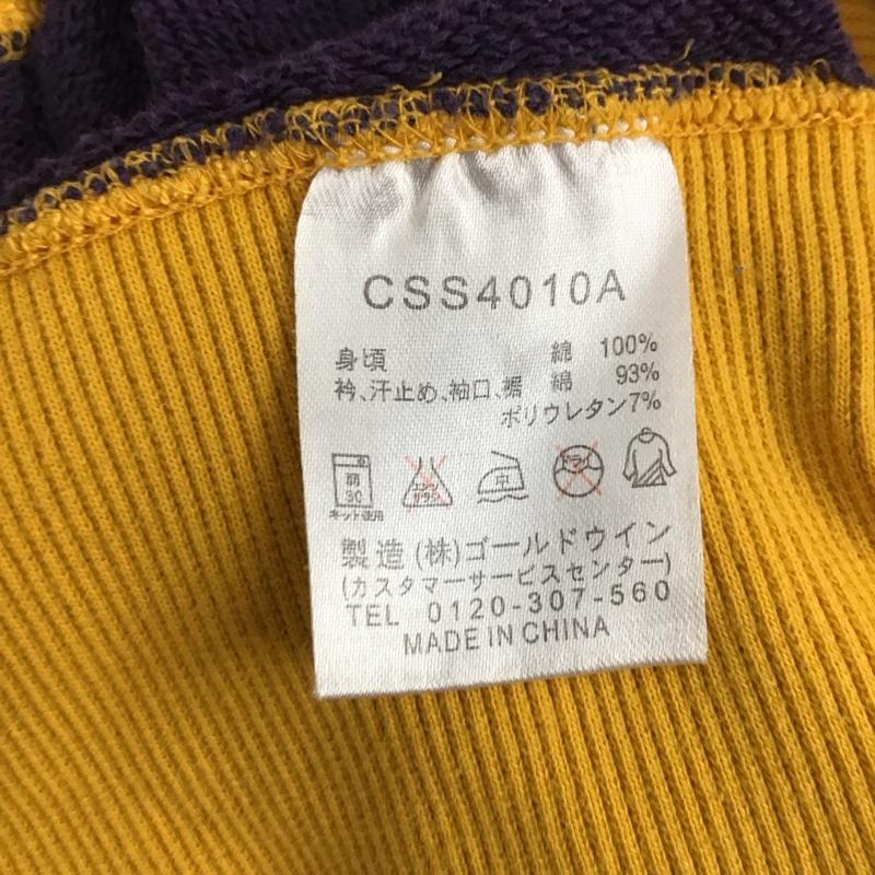 チャンピオン Champion トレーナー 長袖 長袖トレーナー スウェット クルーネック プルオーバー 0 ロゴ、文字 黄 / イエロー / yellow X 紫 / パープル / purple メンズ USED 古着 中古 10155537