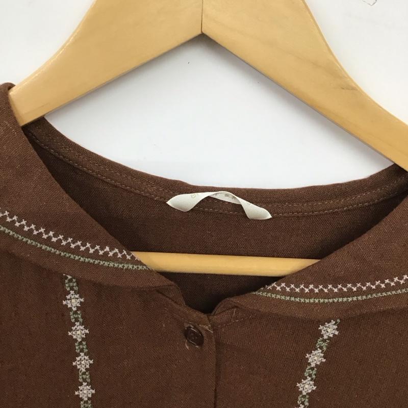 エヘカソポ ehka sopo ワンピース ロングスカート 1106092 半袖 セーラーカラー FREE 刺繍 茶 / ブラウン / brown レディース USED 古着 中古 10155540