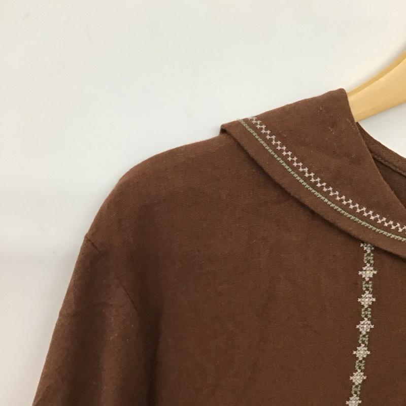 エヘカソポ ehka sopo ワンピース ロングスカート 1106092 半袖 セーラーカラー FREE 刺繍 茶 / ブラウン / brown レディース USED 古着 中古 10155540