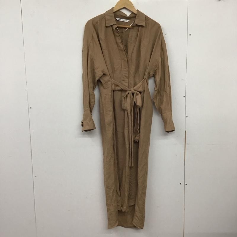 ザラ ZARA ワンピース ロングスカート 2524 776 730 リネンレーヨン スキッパーワンピース 長袖 S 無地 茶 / ブラウン / brown レディース USED 古着 中古 10155545