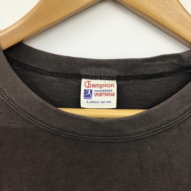 チャンピオン Champion Tシャツ 半袖 半袖カットソー プリントTシャツ クルーネックカットソー L ロゴ、文字 ダークグレー / ダークグレー / メンズ USED 古着 中古 10155546