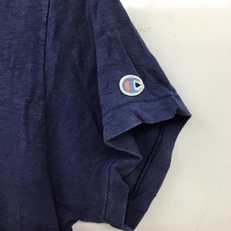 チャンピオン Champion Tシャツ 半袖 半袖カットソー プリントTシャツ クルーネックカットソー M ロゴ、文字 紺 / ネイビー / navy メンズ USED 古着 中古 10155552