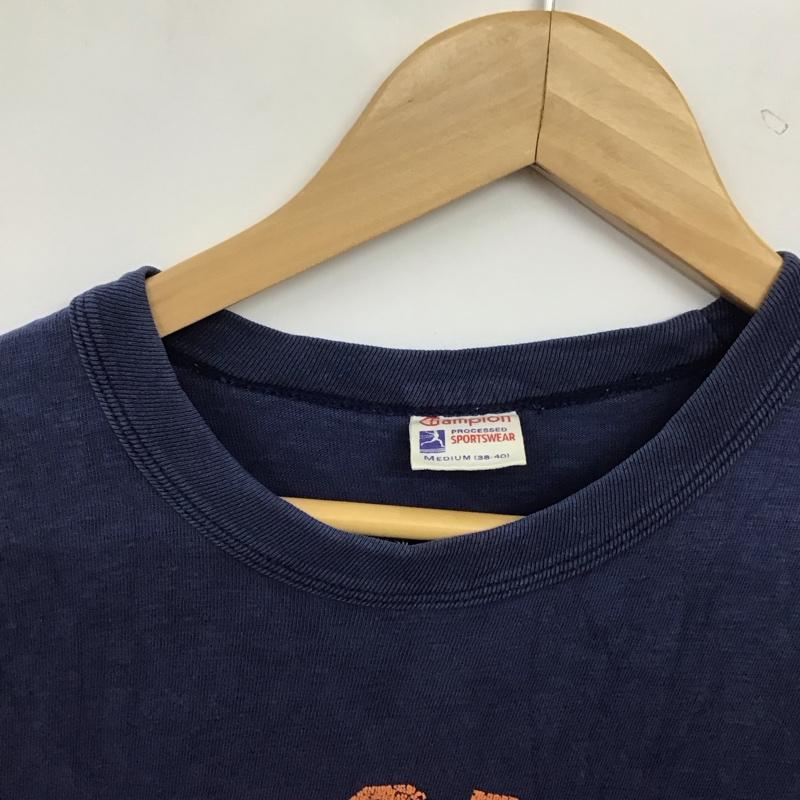 チャンピオン Champion Tシャツ 半袖 半袖カットソー プリントTシャツ クルーネックカットソー M ロゴ、文字 紺 / ネイビー / navy メンズ USED 古着 中古 10155552