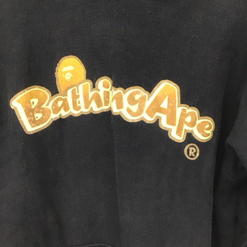 アベイシングエイプ A BATHING APE パーカー 長袖 長袖パーカー プルオーバーパーカー スウェット M ロゴ、文字 ダークグレー / ダークグレー / メンズ USED 古着 中古 10155555
