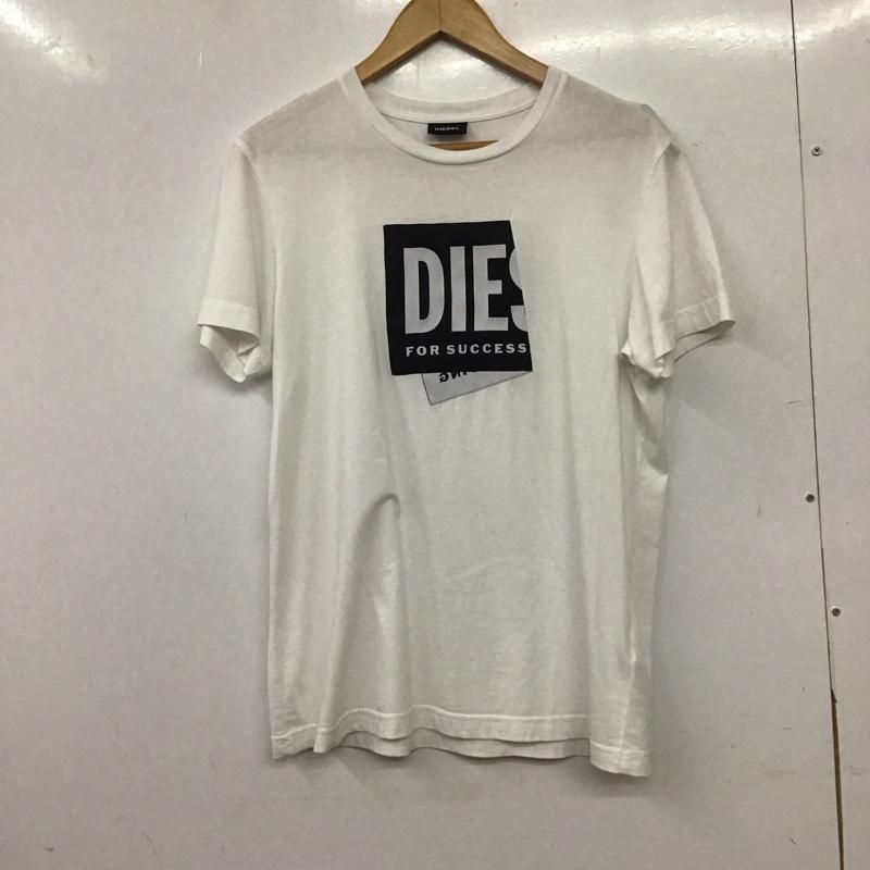 ディーゼル DIESEL Tシャツ 半袖 半袖カットソー プリントTシャツ クルーネックカットソー M ロゴ、文字 白 / ホワイト / white メンズ USED 古着 中古 10155556