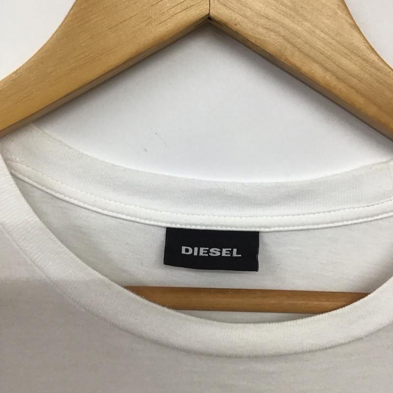 ディーゼル DIESEL Tシャツ 半袖 半袖カットソー プリントTシャツ クルーネックカットソー M ロゴ、文字 白 / ホワイト / white メンズ USED 古着 中古 10155556