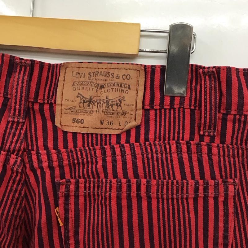 リーバイストラウスアンドコー Levi Strauss & co. パンツ ショートパンツ ショートパンツ ハーフパンツ カジュアルパンツ 36インチ ストライプ 赤 / レッド / red メンズ USED 古着 中古 10155573