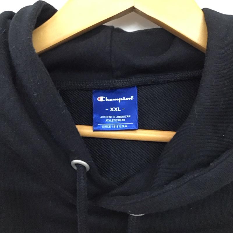 チャンピオン Champion パーカー 長袖 長袖パーカー プルオーバーパーカー スウェット XXL ロゴ、文字 黒 / ブラック / black メンズ USED 古着 中古 10155604