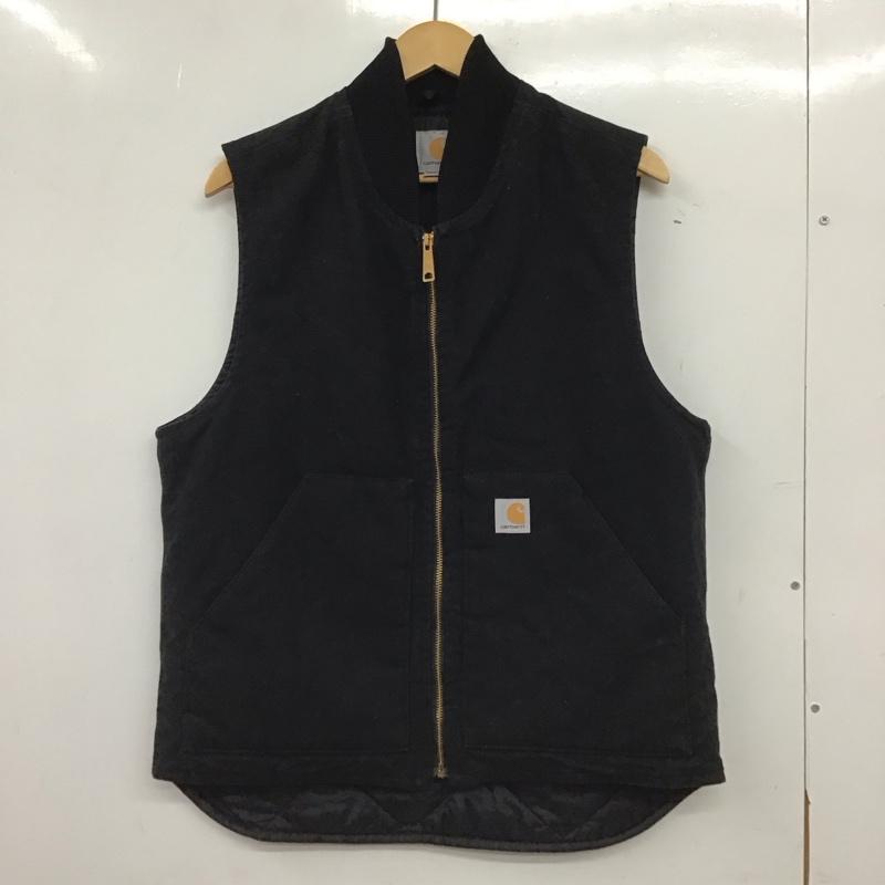 カーハート Carhartt ベスト ベスト ジップアップベスト ノースリーブカットソー アウター M ロゴ、文字 黒 / ブラック / black メンズ USED 古着 中古 10155613