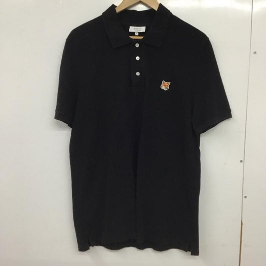 メゾンキツネ MAISON KITSUNE ポロシャツ 半袖 半袖ポロシャツ カラーシャツ 半袖カットソー M ロゴ、文字 黒 / ブラック / black メンズ USED 古着 中古 10155615